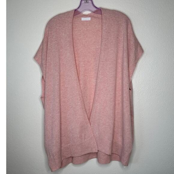 NWT Sablyn Peony Pink Rooney Shawl 100% Cashmere Open Front Sweater Vest S - Picture 1 of 12